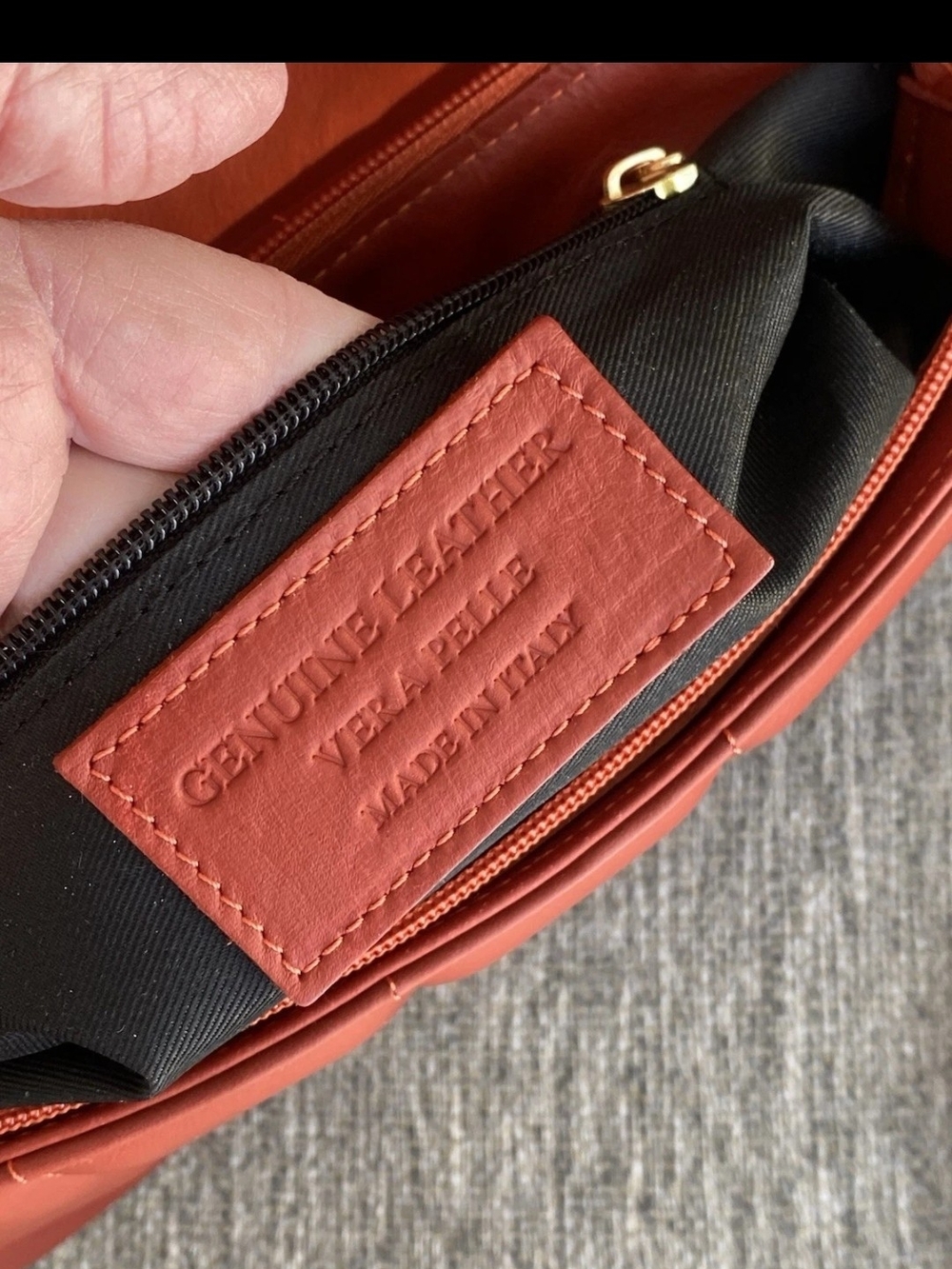 Unica Firenze Genuine Leather Terractta Quilted Crossbody Bag Made In Italy - Picture 6 of 7